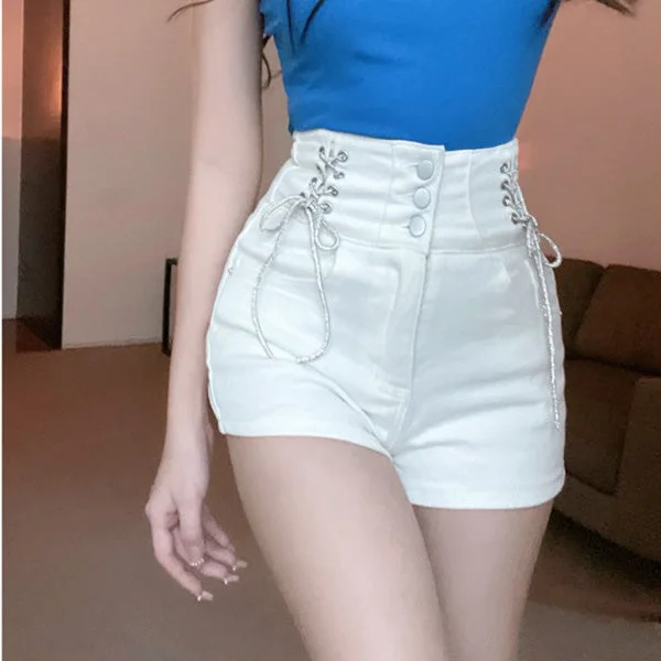 Necklace High Waist Jeans Shorts