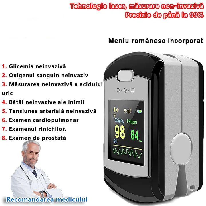 Glucometru neinvaziv  (măsurare &icirc;n 5 secunde/precizie de 99%)