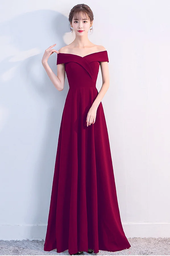 Elegant Off-the-Shoulder Long Evening Gowns Online Women's Prom Party Dresses - lulusllly