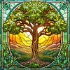 Glass Painting-Tree Of Life - 14CT Stamped Cross Stitch 40*40cm/15.75*15.75in