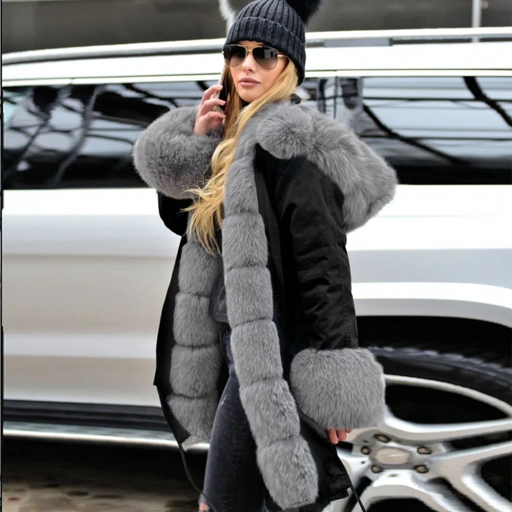 Women Fur Collar Jacket Winter Coat
