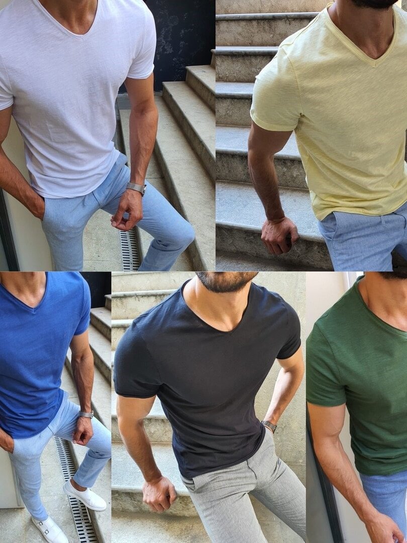 Jhon Slim Fit Short Sleeve Classic Tees (5 Colors)