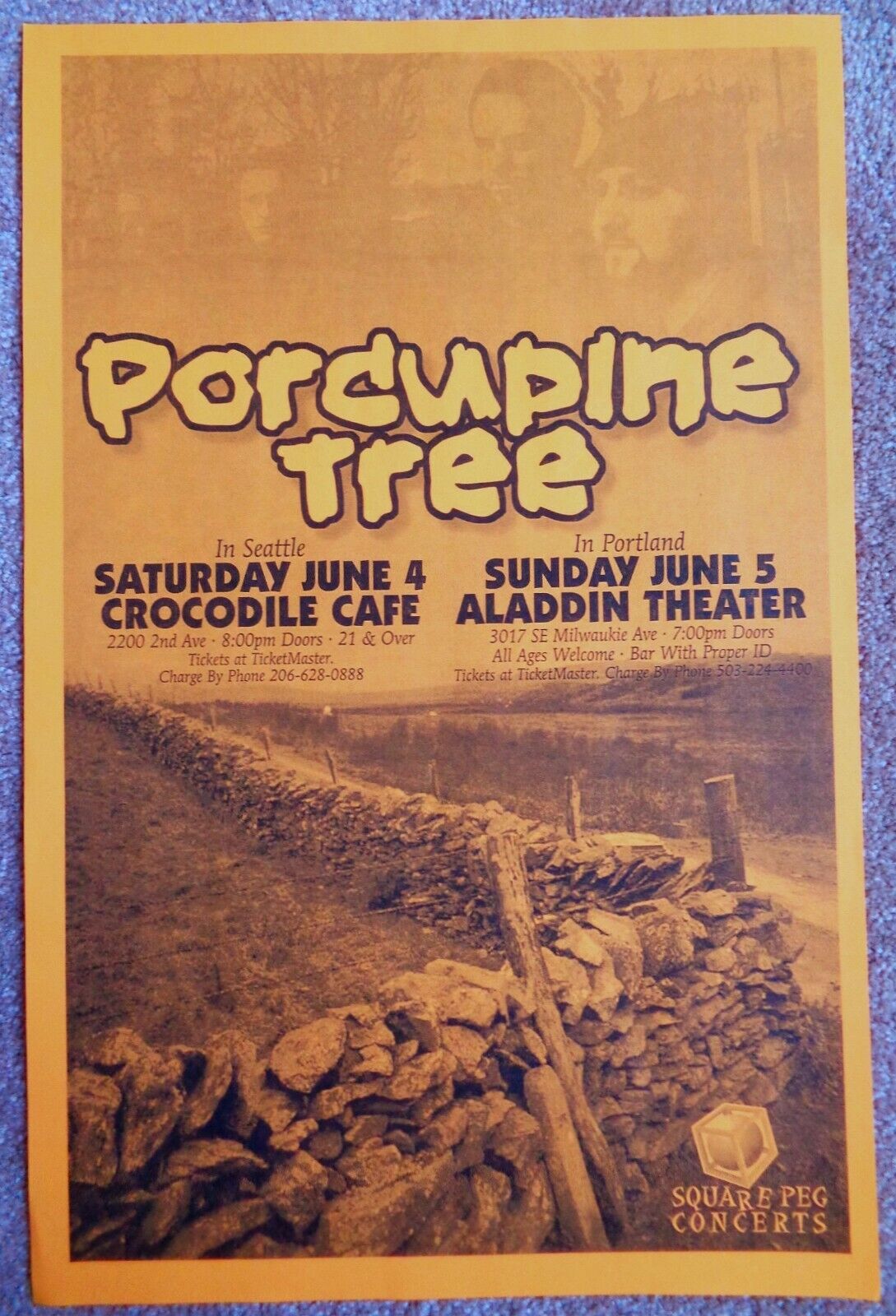 PORCUPINE TREE 2005 Gig POSTER Seattle Washington & Portland Oregon Concert