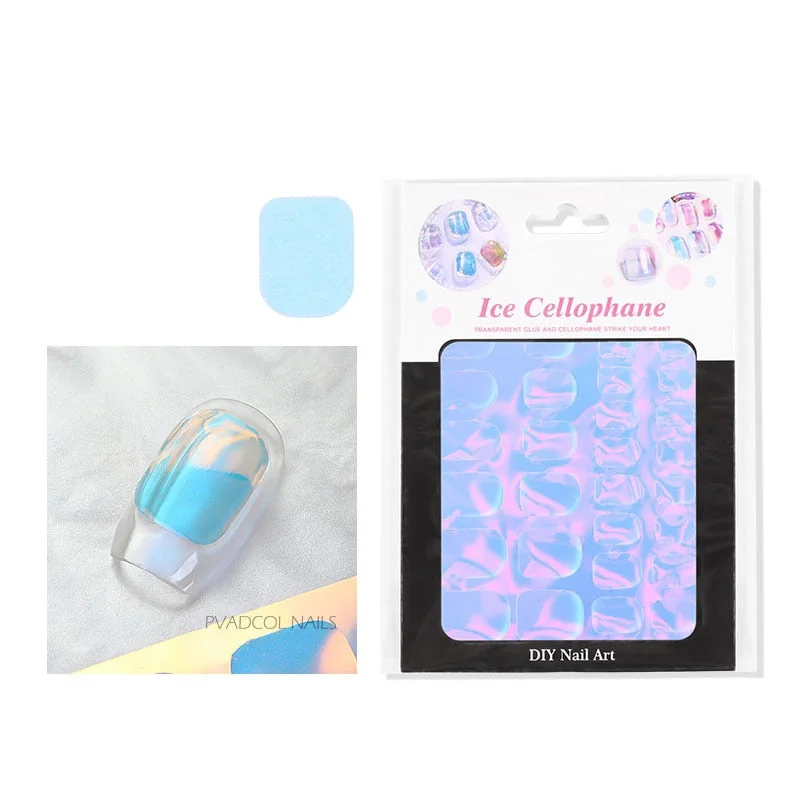 Japanese Nail Art Ice Aurora Nail Sticker Decals Korean Trendy Nails Design Self Adhesive Holographic Slider Manicure Decoration-Nail Inspo