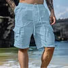Men's Linen Summer Drawstring Elastic Beach Surf Shorts by Inlyline