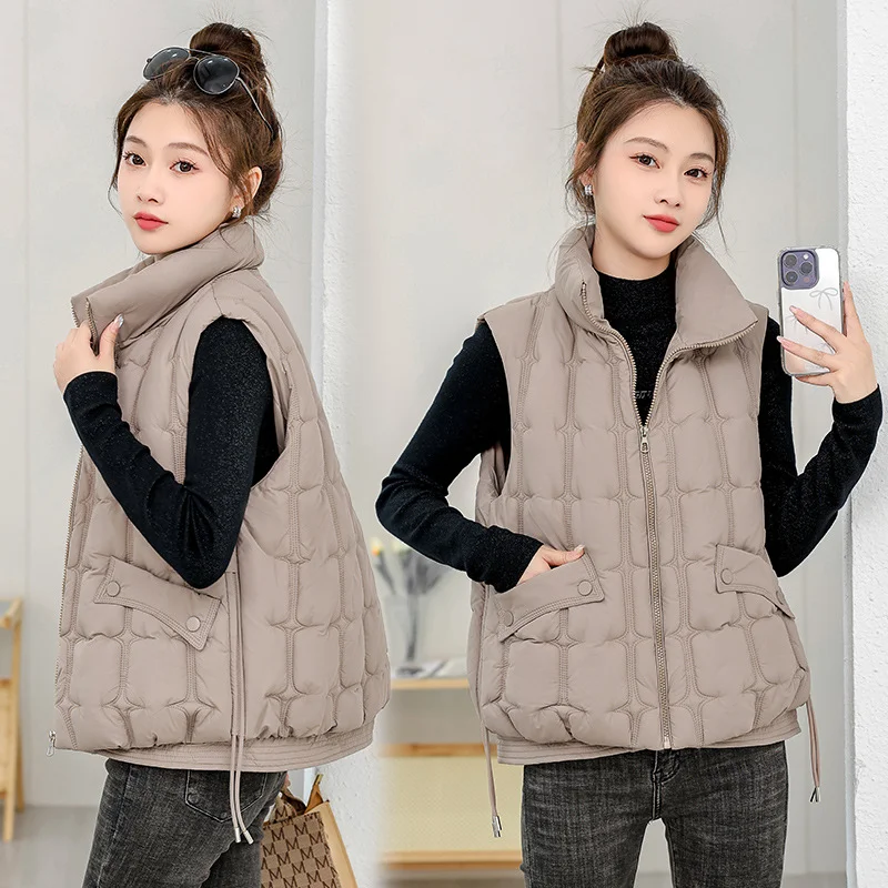 Toloer Down Cotton Vest Female 2024 Autumn / Winter New Korean Version Loose Hooded Vest Vest To Wear A Versatile Warm Jacket-Outfit Ideas