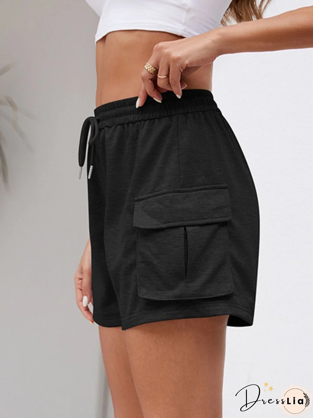 Drawstring Elastic Waist Shorts with Pockets