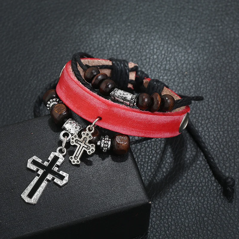 Cross Leather Bracelet