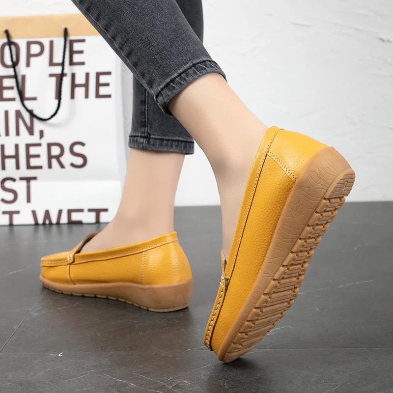 Women Flats Fashion  Casual Slip On Loafers Women Genuine Leather Shoes Plus Size Moccasins Woman Shoes Nurse Women Loafers