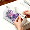 Purple Heart Rose Butterfly DIY PULeather Diamond Painting Tissue Box for Adults Beginners Large Size Diamond Art Paper Storage Holder for Living Room Bedroom Bathroom Table Decor