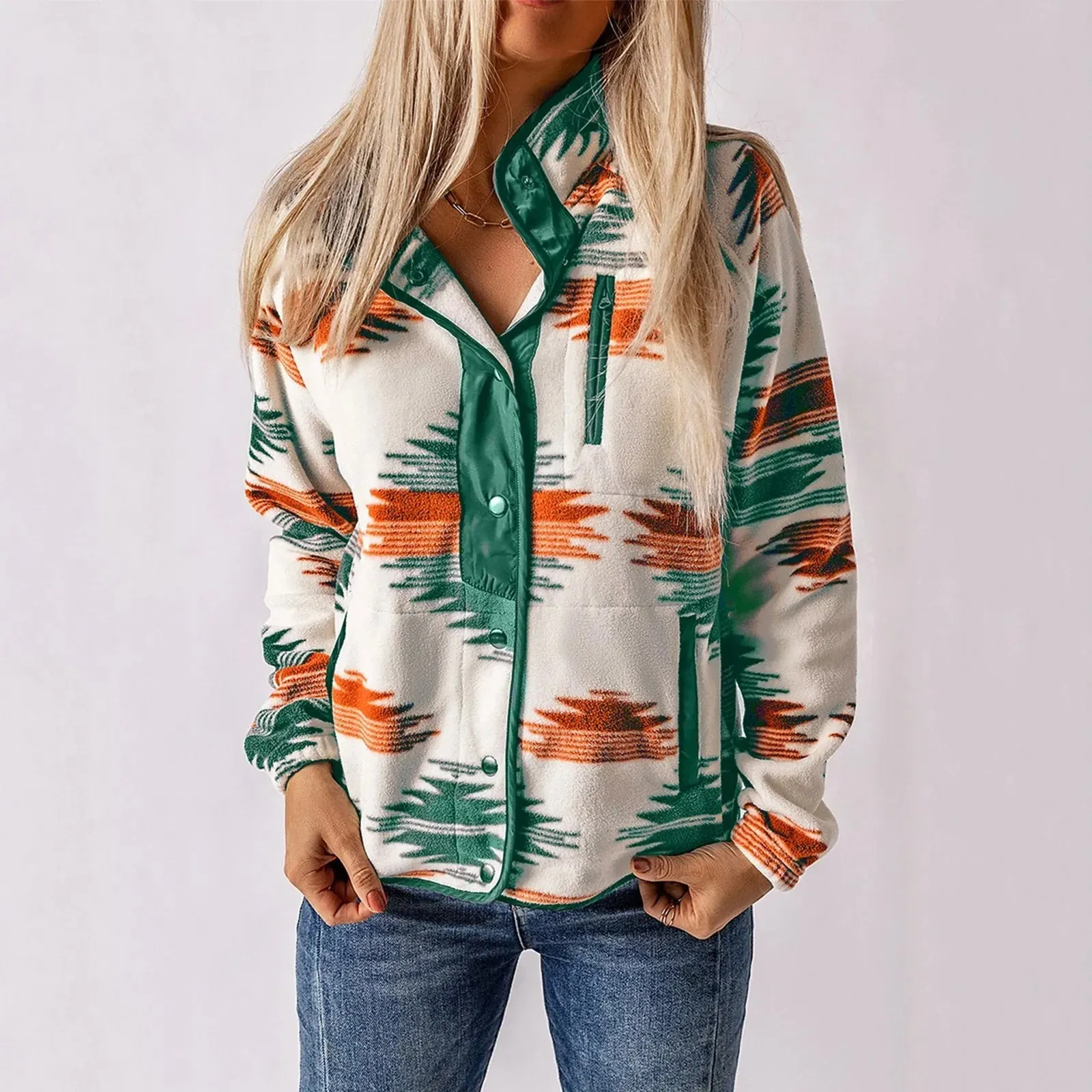 Women's Fleece Button-Up Jacket &ndash; Cosy Colour-Block Layering &ndash; view 2