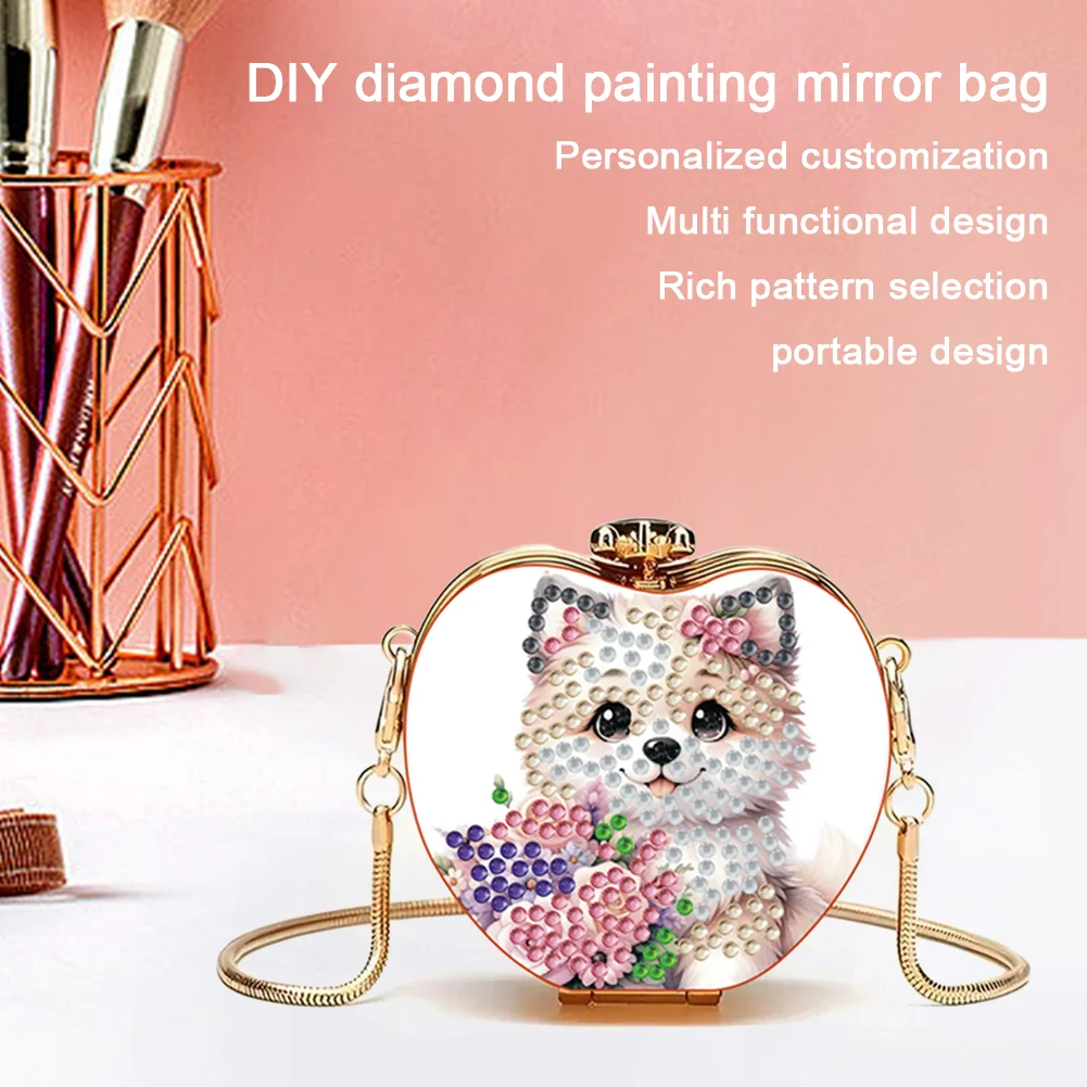 Dog DIY Diamond Painting Shoulder Bag for Coins Lipstick Earphones Gifts
