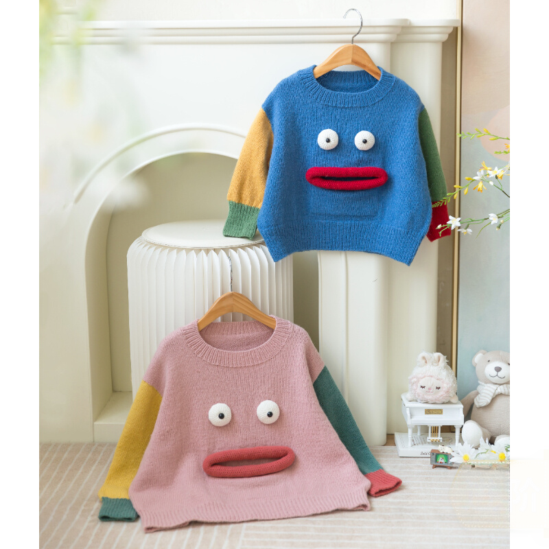 Sausage Mouth Mommy-Baby Sweater Knitting DIY Kit: Handmade Woolen Yarn & Tools