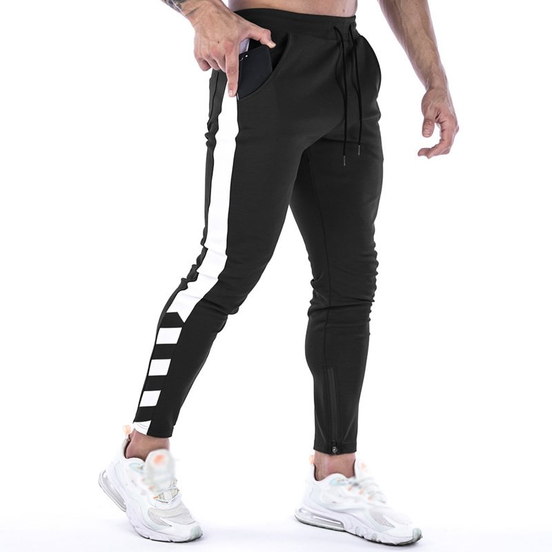Striped Panel Slim Track Pants Gym Pants-Compassnice®