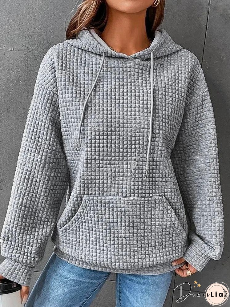 Casual Loose Solid Pullover Hoody