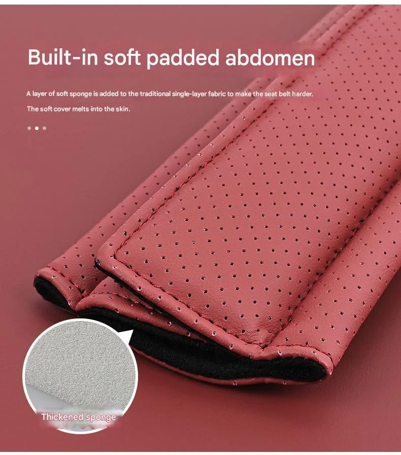 Car seat belt abdomen/shoulder anti-strangulation leather cover