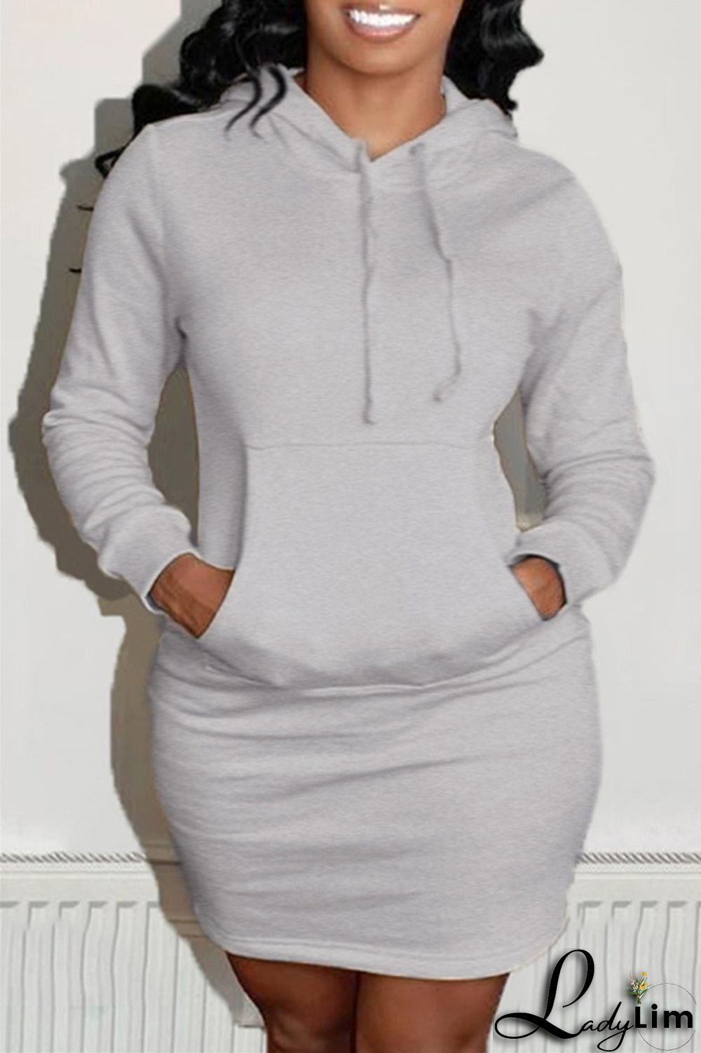 Red Fashion Casual Solid Patchwork Hooded Collar Long Sleeve Dresses