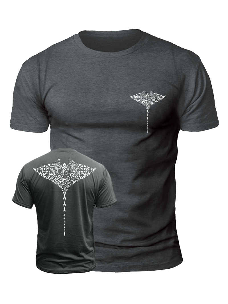 Men's Viking Tattoo Print Casual Short Sleeve T-shirt
