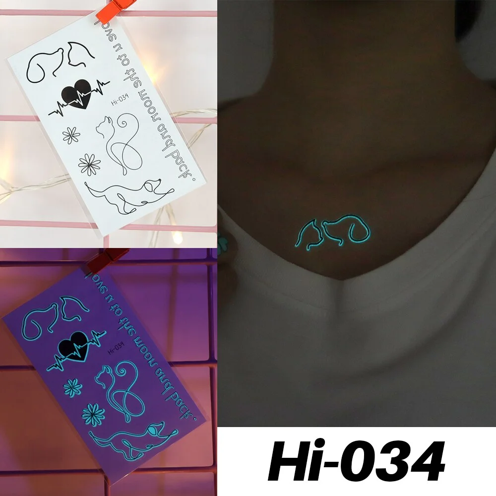 Sdrawing Luminous Glow Tattoo Sticker Snake Deer Glowing Halloween Waterproof Temporary Tatoo Wrist Fake Tatto Body Art Women Men