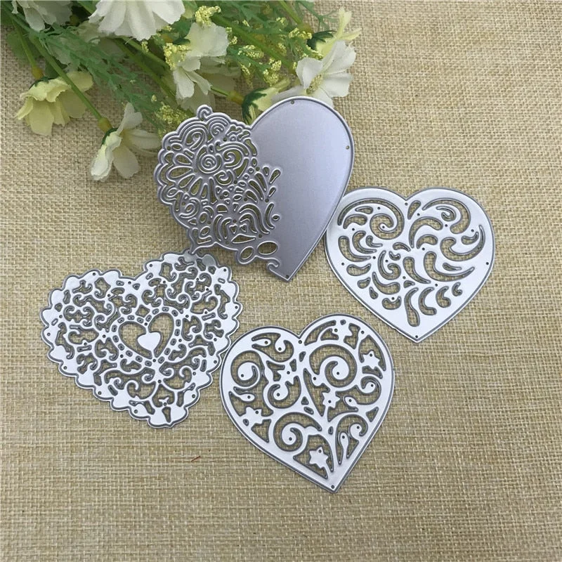 4pcs/set Lace Love Metal Cutting Dies Stencils For DIY Scrapbooking Decorative Embossing Handcraft Die Cutting Template