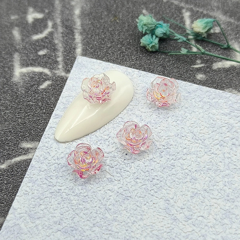 Sequin Nail Camellia Ornaments Ice Through Rose Nail Decorations DIY Three-dimensional Nail Accessories