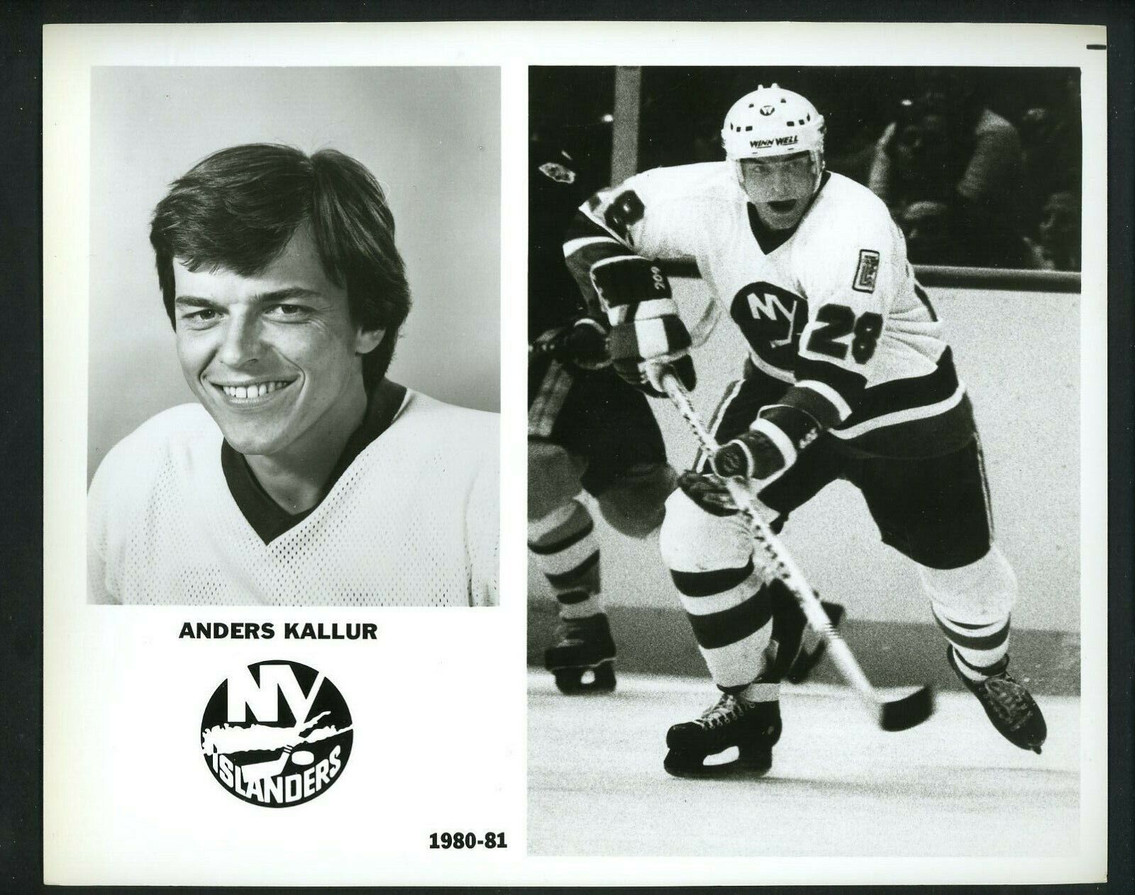 Anders Kallur New York Islanders team issued 1980 Press Photo Poster painting