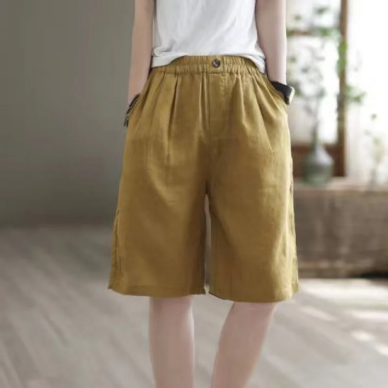 Uveng Uveng Summer Cotton-Skin Shorts Women's Five-Point Trousers Loose-Fitting High-Waisted Thin-Skinny Trousers