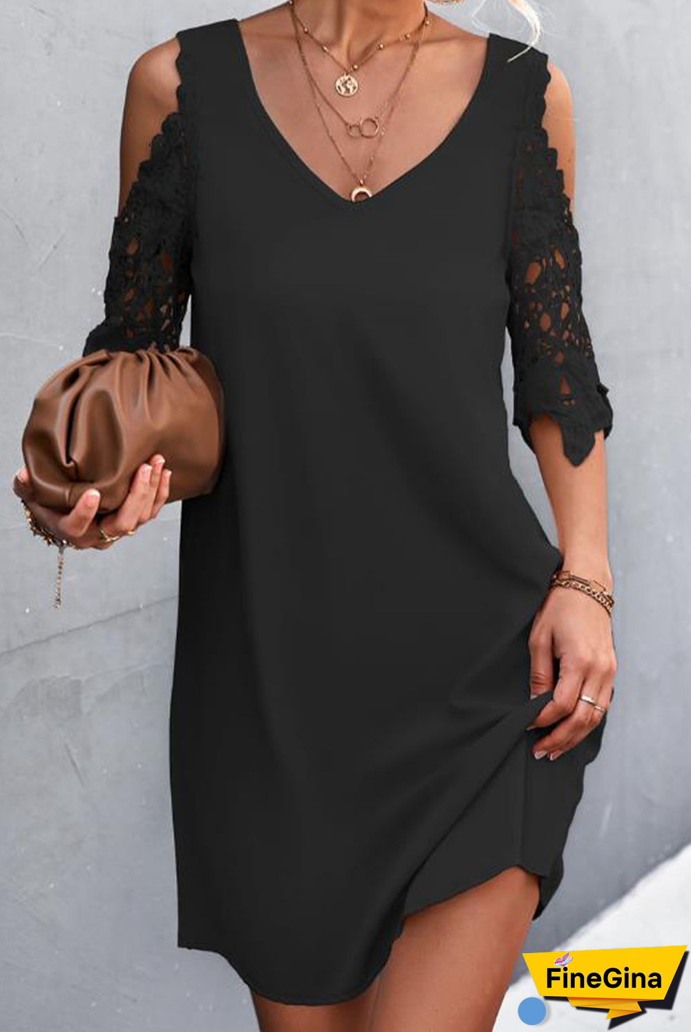 Casual Solid Split Joint V Neck Straight Dresses(3 colors)