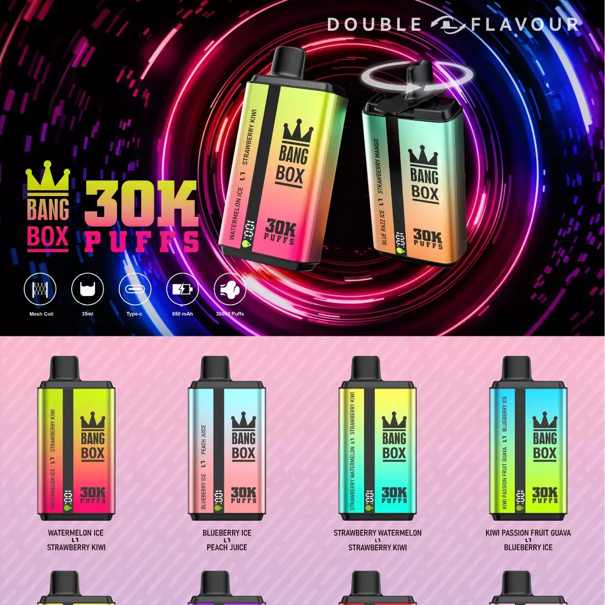 Bang Box 30000: 30.000 Züge Vape mit Dual-Flavor & 35ml E-Liquid  fumotvapeshop