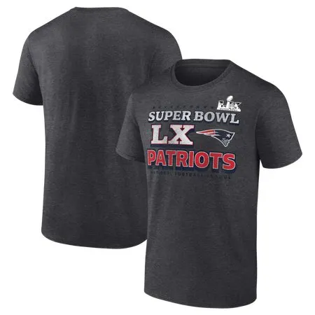 Men's New England Patriots  Heather Charcoal Super Bowl LX Big & Tall Battle Prep T-Shirt