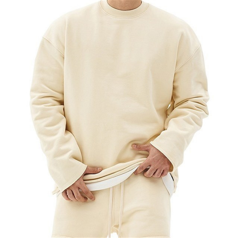 Men's Solid Crew Neck Casual Sports Pullover Hoodies Sweatshirts-VESSFUL