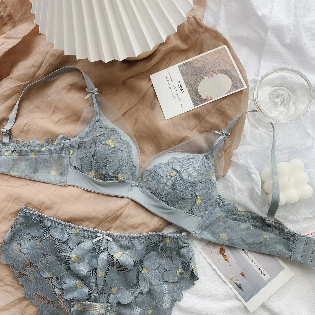 French  Bra Briefs Set Sexy Lace Underwear Fashion Push Up Comfort Brassiere Low Waist Seamless Panties Female Sexy Lingerie Set