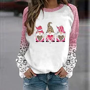Giftitrends Valentine'S Day Women'S Blouse Casual Heart Printed Shirts Patchwork Round Neck Tops Autumn Long Sleeve Hoodless Pullovers