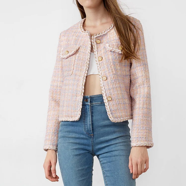 Alfy Pink Round Neck Jacket QueenFunky