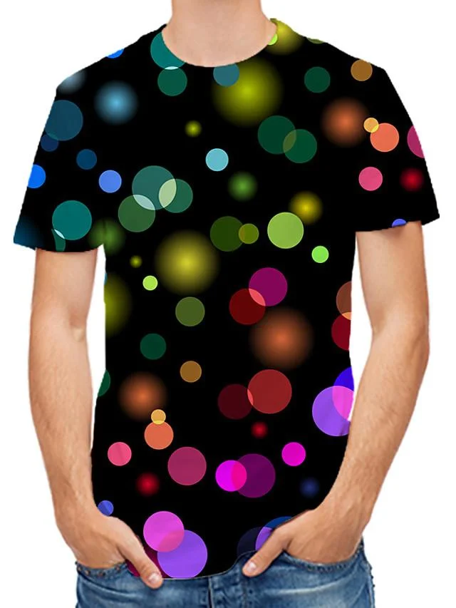 Men's 3D Graphic Print T-Shirt Daily Round Neck Black / Short Sleeve
