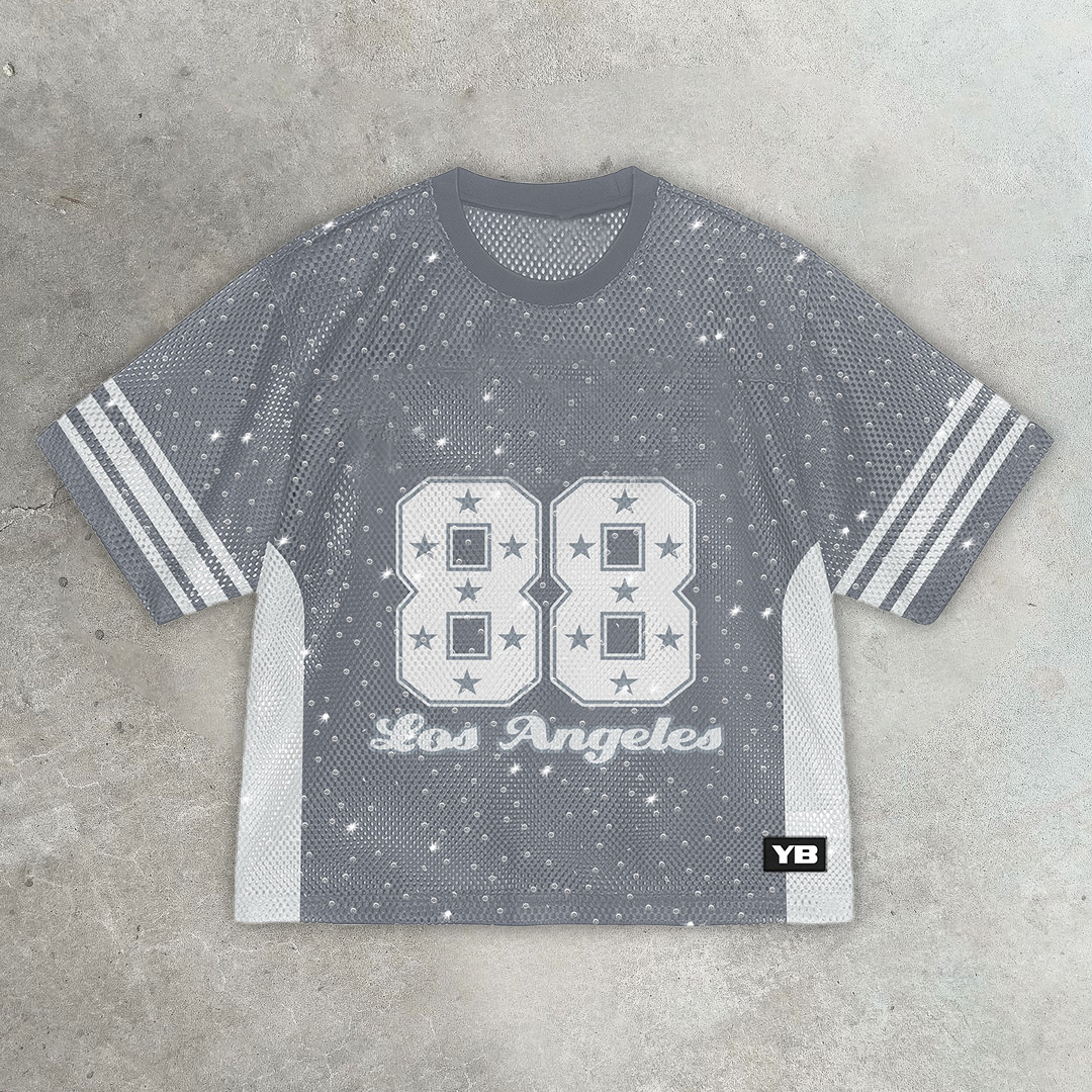 Los Angeles casual street retro sports mesh jersey