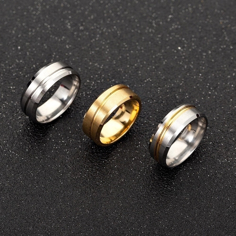 Hip-Hop Retro Solid Color 201 Stainless Steel Gold Plated Men's Rings