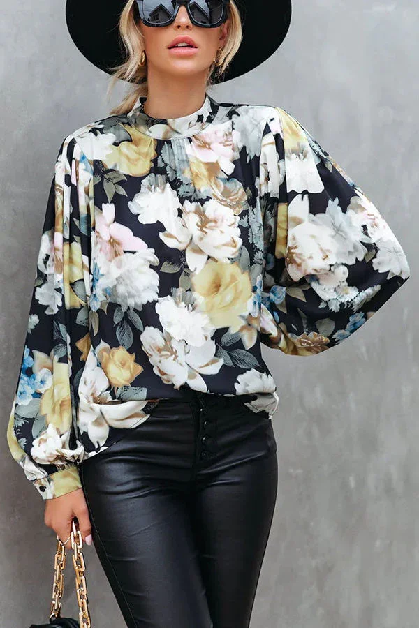 Find Your Peace Floral Gathered Sleeves Blouse