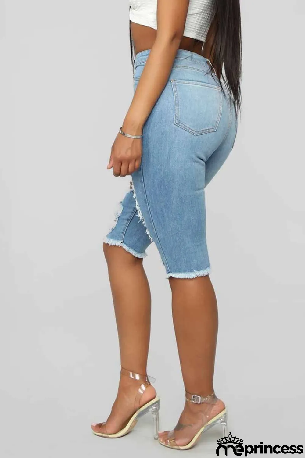 Hole Slim Short Hole Pants