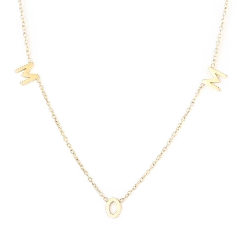 Stainless Steel 18K Gold Plated MAMA Minimalist Plating Solid Color Necklace