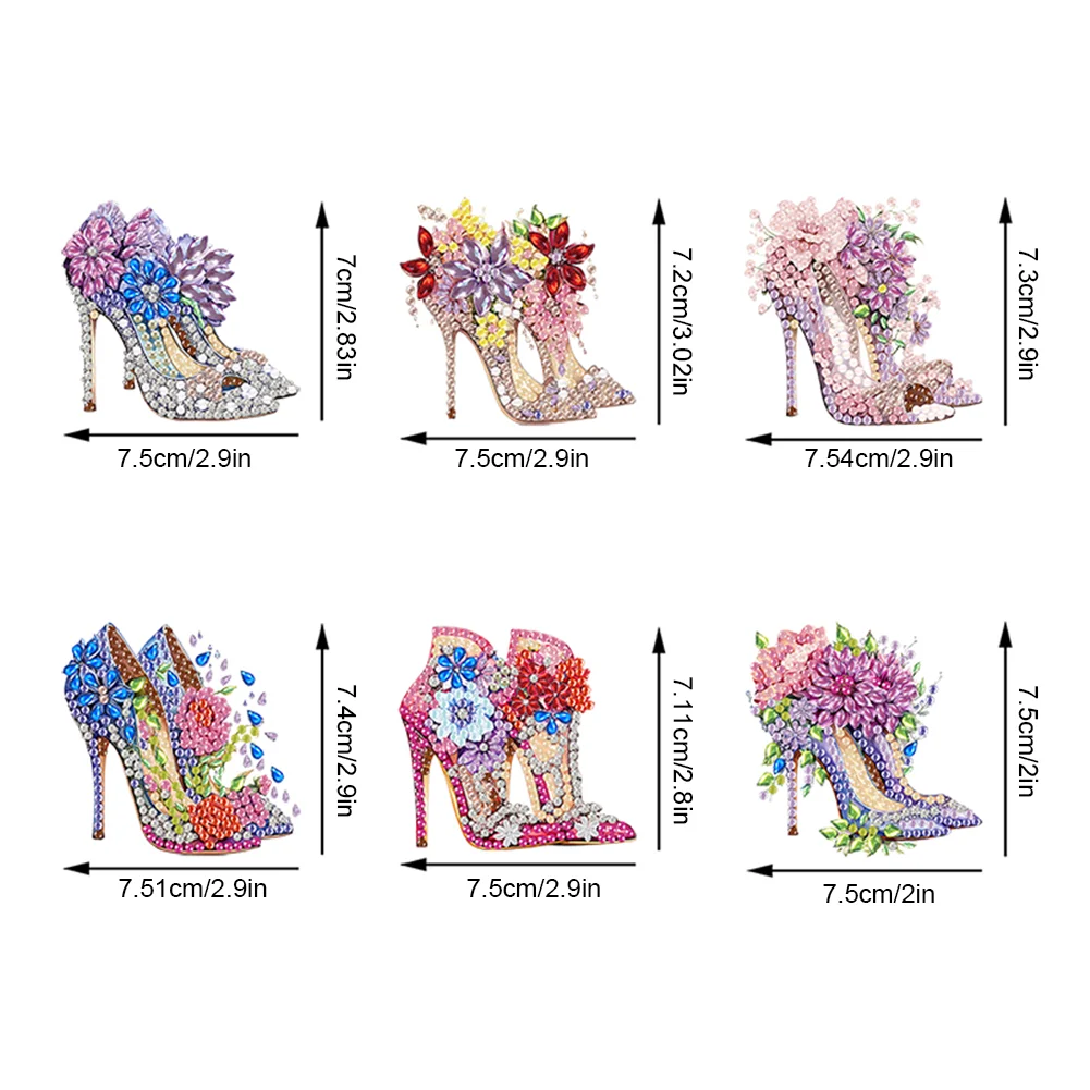 6PCS High Heel Special Shape Diamond Painting Magnets Refrigerator