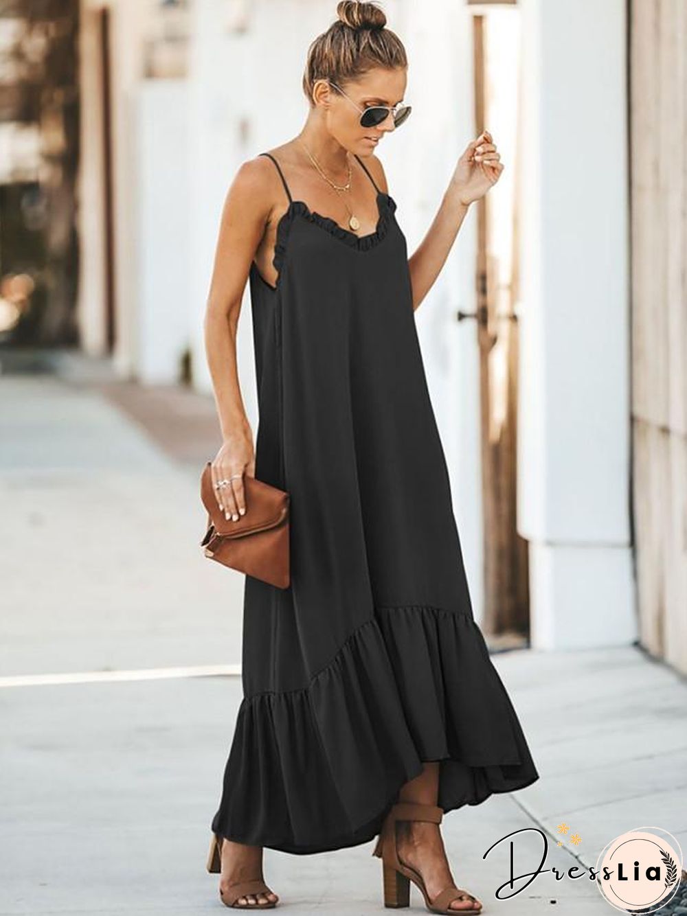 Women's Shift Dress Maxi long Dress Sleeveless Solid Color Ruched Patchwork Summer Casual Black Blue Wine Orange Green S M L XL XXL