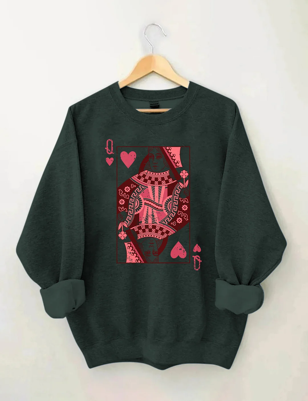 Queen Of Hearts Playing Card Sweatshirt