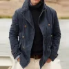 Casual Fashion Men's Single Breasted Cotton Long Sleeve Jacket