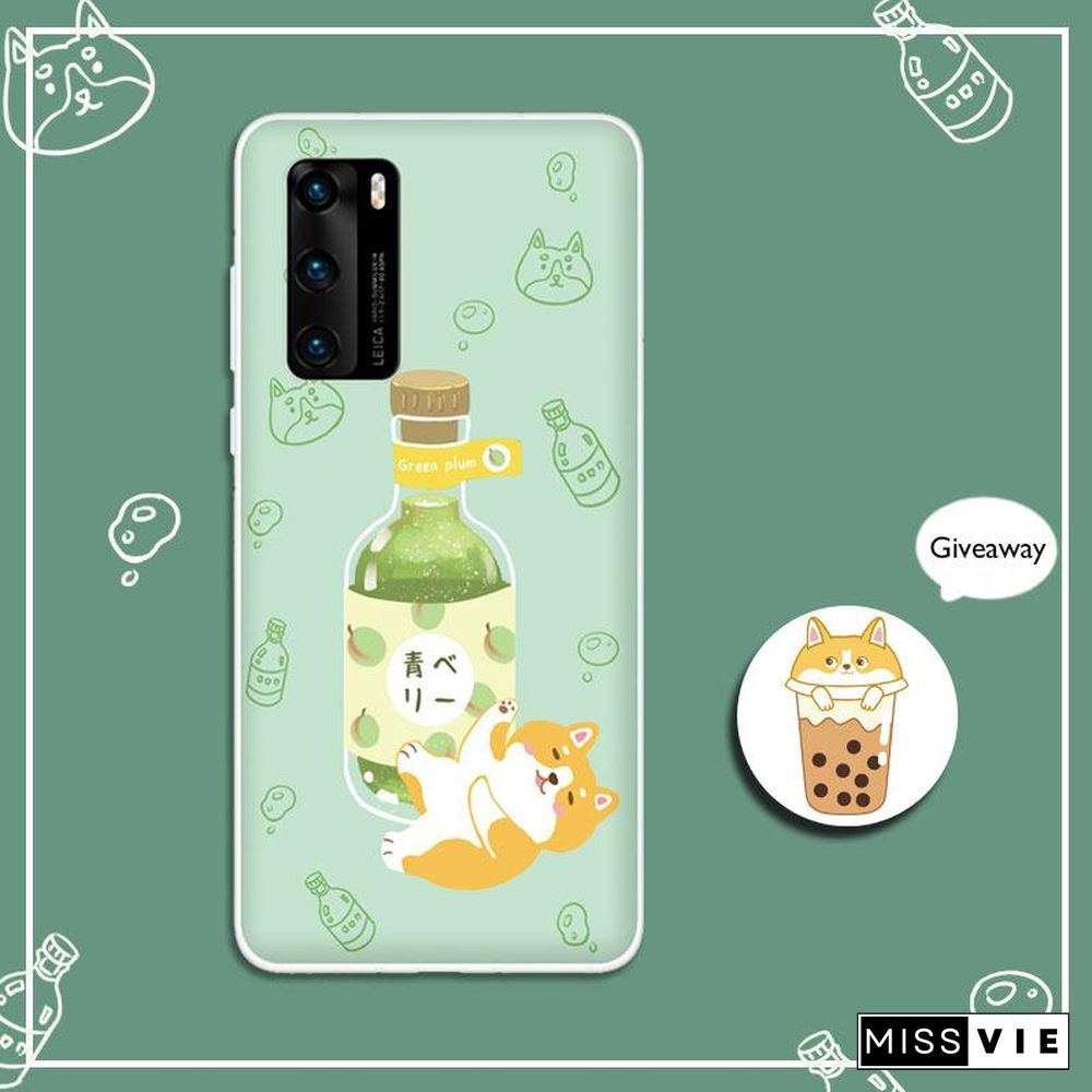 Cartoon Wine Dog Print Silicone Phone Case