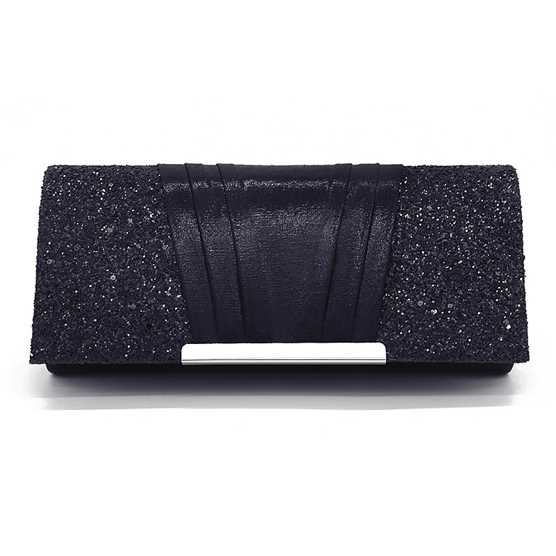 Dinner Navy Blue Sparkly Fold Sparkly Clutch Bag 2024 - Flycurvy 