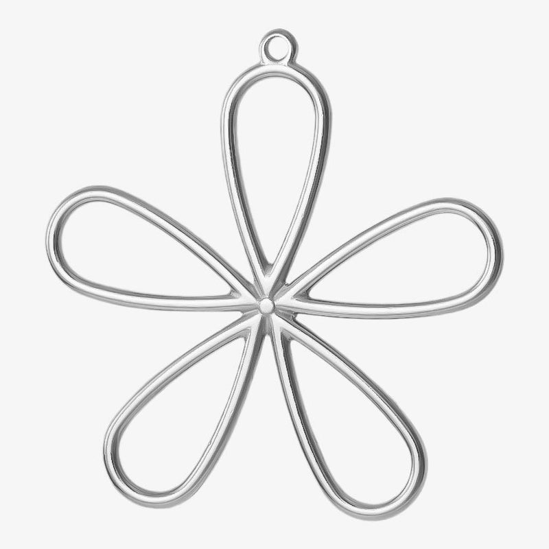 1 Piece 304 Stainless Steel 18K Gold Plated Flower Pendant