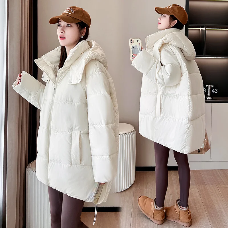 Woherb 2024 Winter New Korean Department Is Simple And Versatile Casual Loose Small Thick Warm Hooded Padded Coat-Outfit Ideas