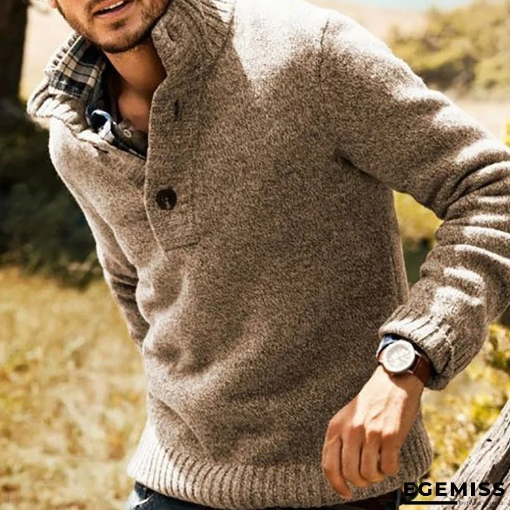 Men's Lapel Slim Casual Pullover Trend Sweater | EGEMISS