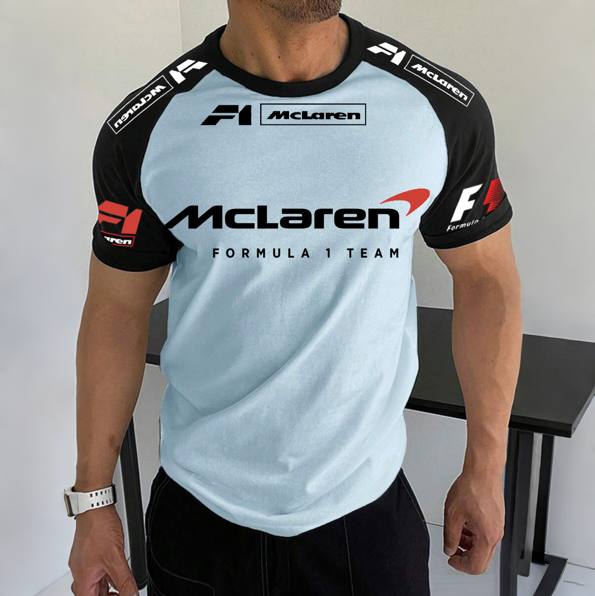 Men's Racing Logo Print Contrast Tee